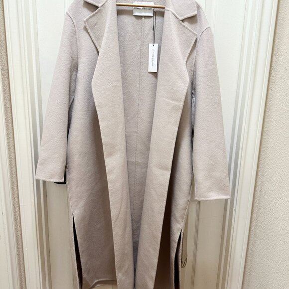Rebecca Minkoff Women's Wool Blend Belted Wrap Jacket Coat Size L Beige (NEW) - Picture 7 of 15